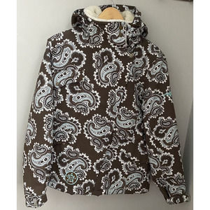 BURTON Ski Snowboard Jacket Womens Brown & Baby Blue Paisley SZ M EUC!!